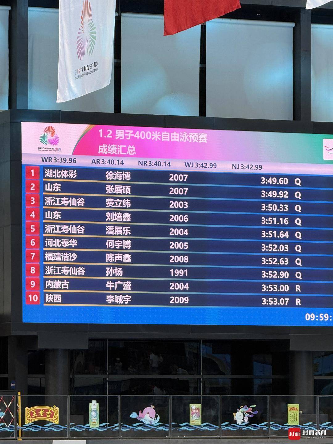 孙杨以0.1秒优势<strong></p>
<p>九龙币虚拟</strong>，惊险晋级全运会男子400米游泳决赛